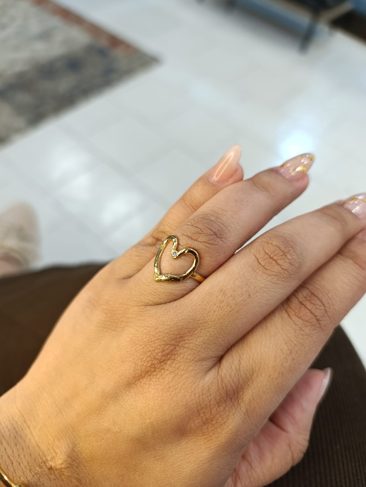 Anel Coração com zirconia em aço inoxidavel