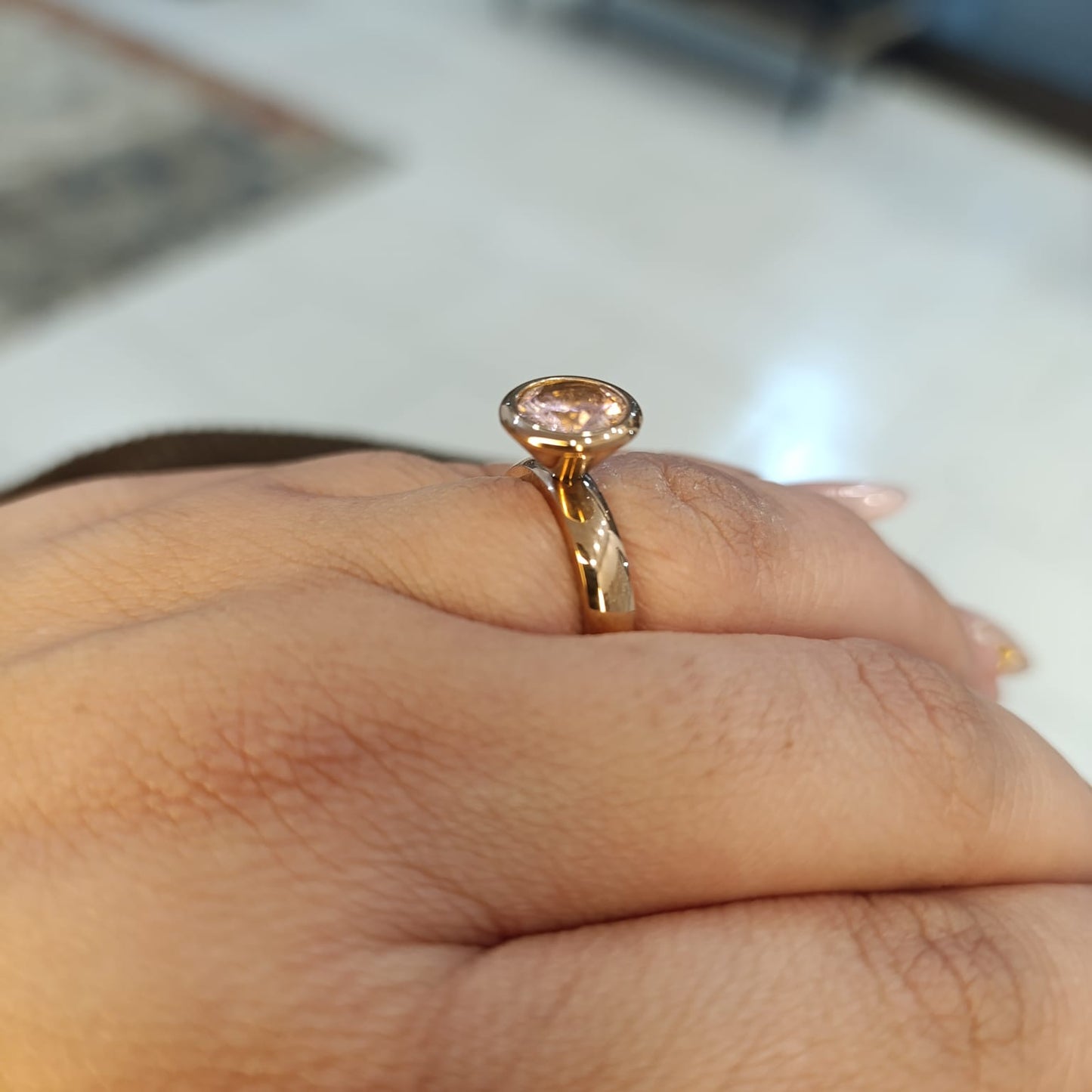 Anel Solitário Rose em aço inoxidavel