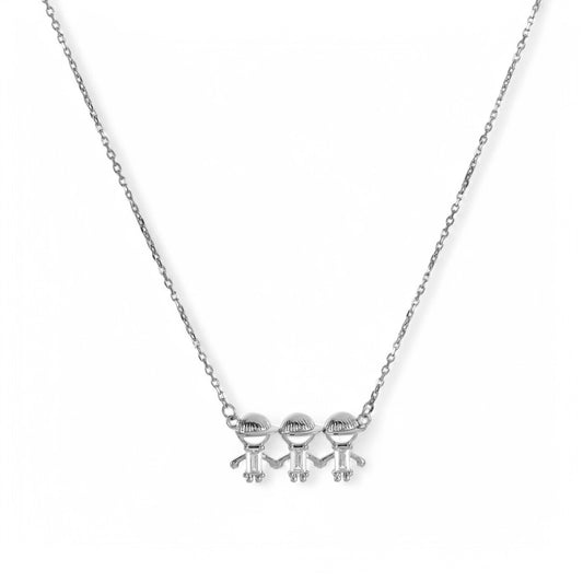 Colar 3 Meninos Banho de ouro 18k com zircônios