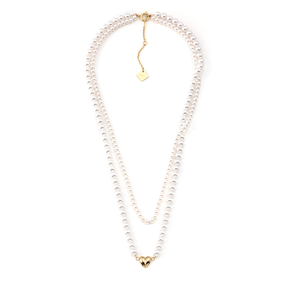 Colar Duplo Aço inoxidavel com pérolas