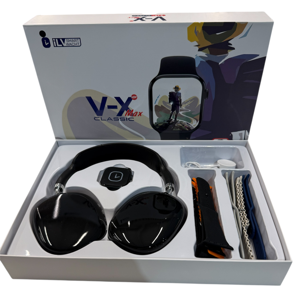 Kit Smartwatch V-X Max com 7 Braceletes e Fone