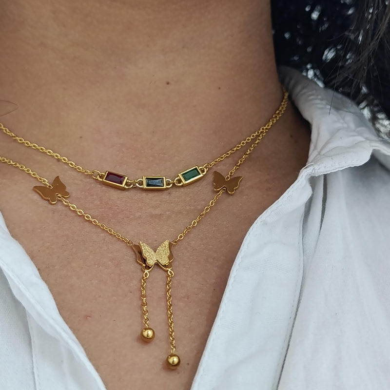 Collar Doble Mariposa