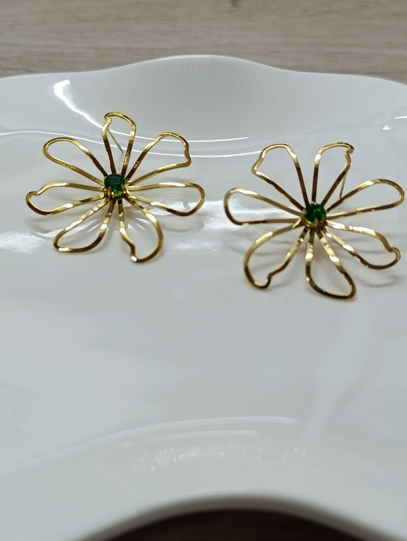 Argola Girassol com Zirconia Verde
