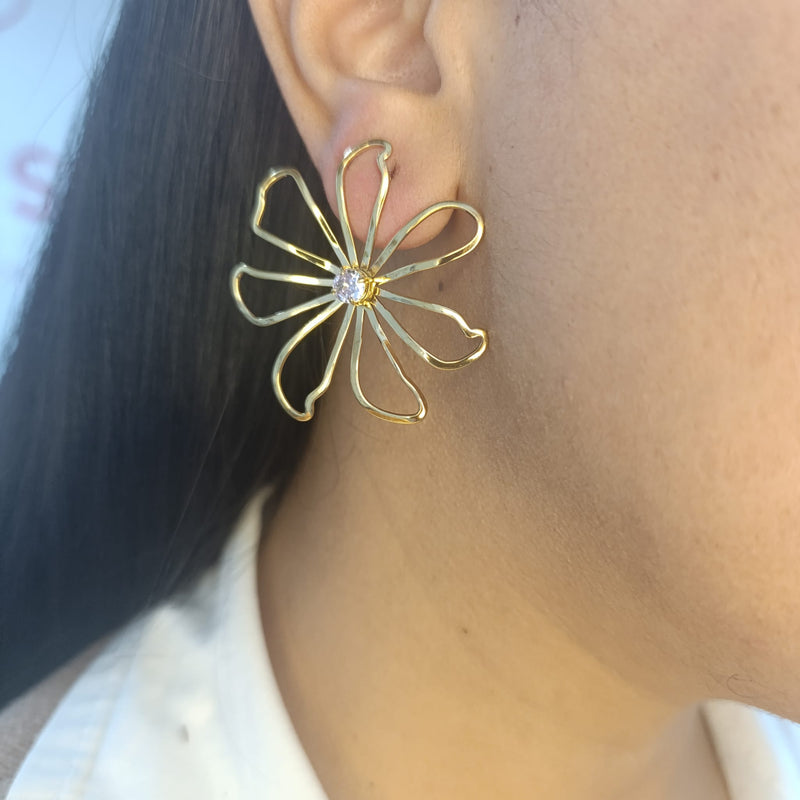 Argola Girassol com Zirconia