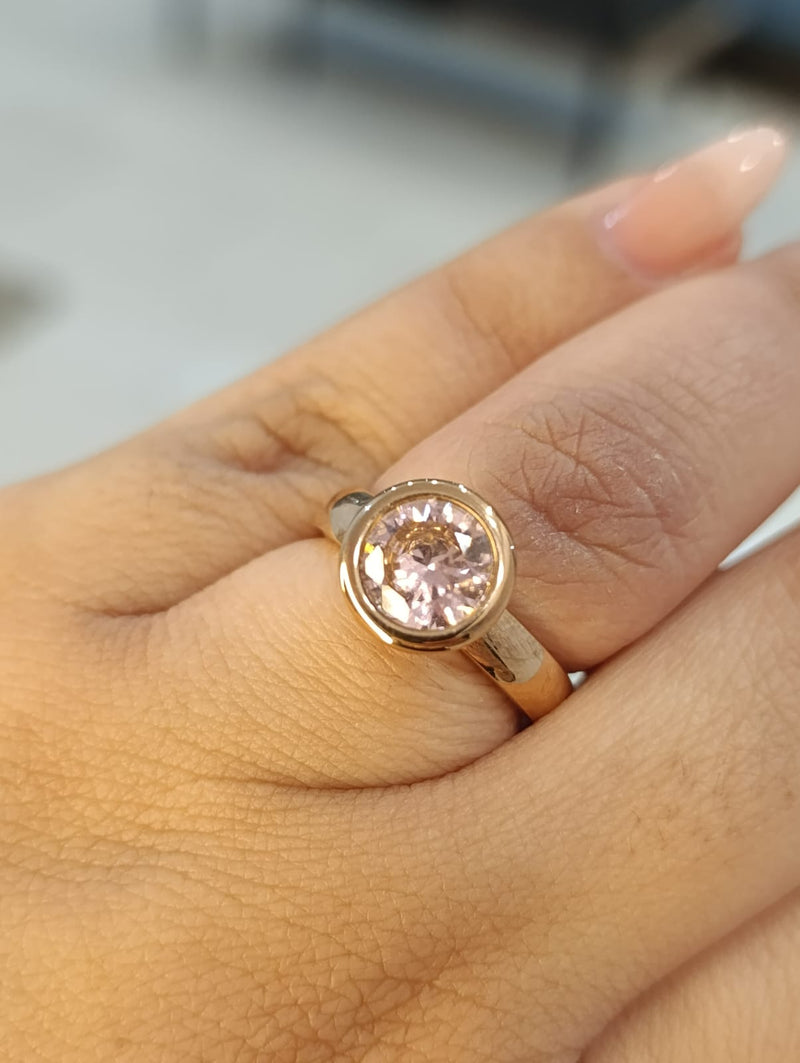 Anel Solitário Rose em aço inoxidavel
