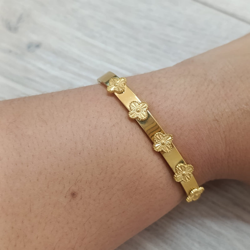 Pulseira Rígida Grossa Trevo