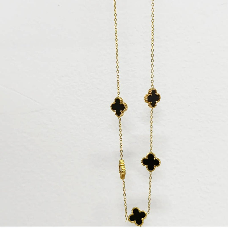 Colar 5 trevos dourado