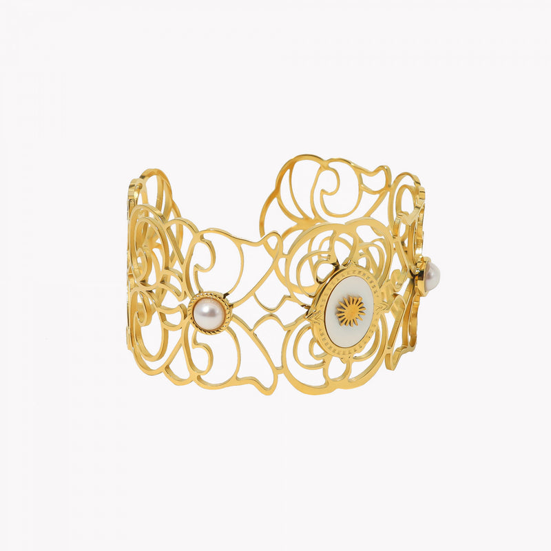 Pulsera rígida de perlas de sol