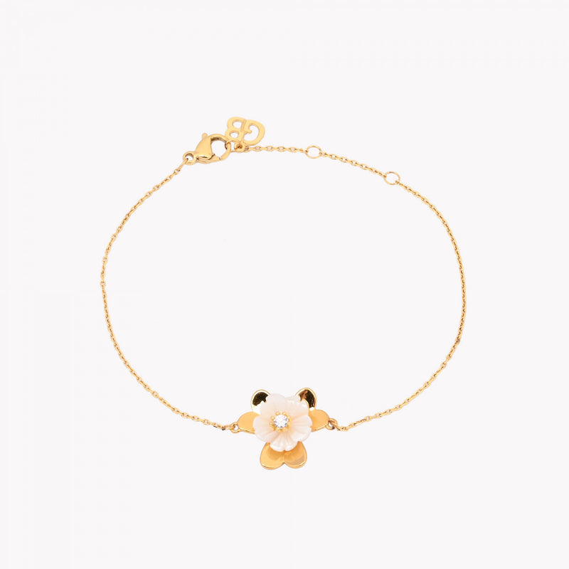 Pulseira em Banho de Ouro 18k flor madrepérola