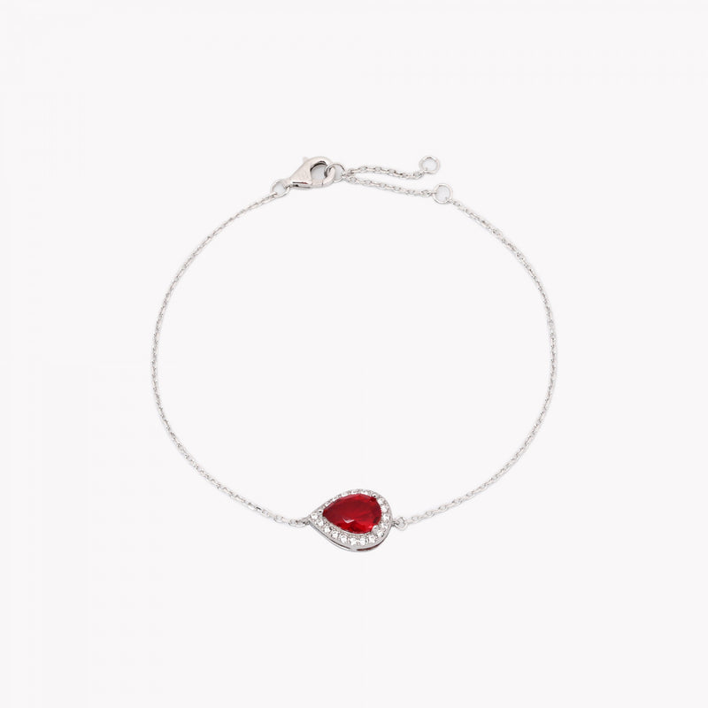 Pulseira Gota em Prata 925 - Vermelha
