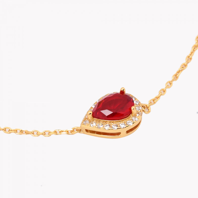 Pulseira Gota em Prata 925 - Vermelha