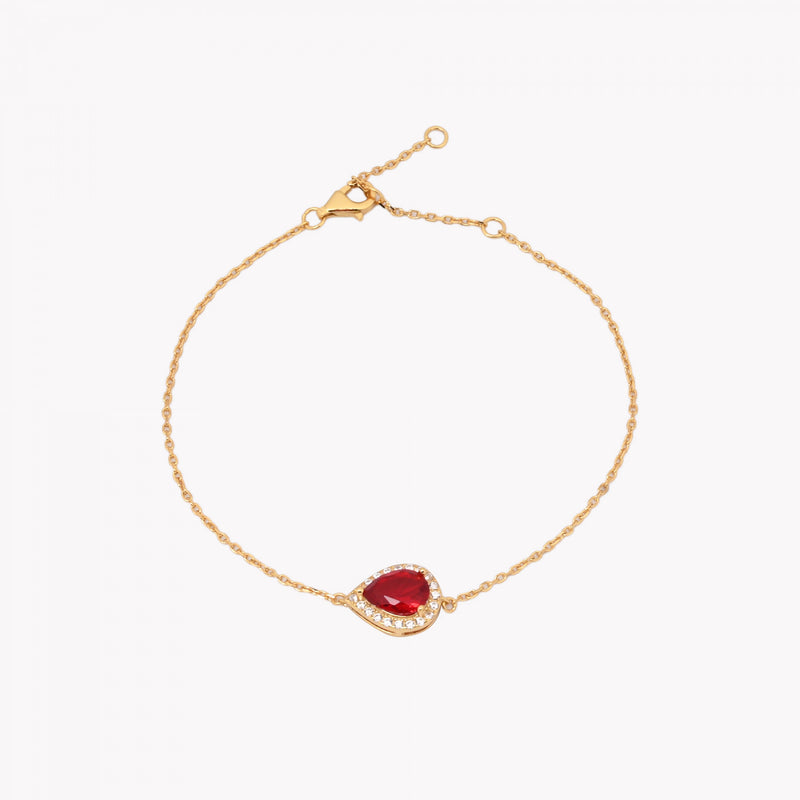 Pulseira Gota em Prata 925 - Vermelha