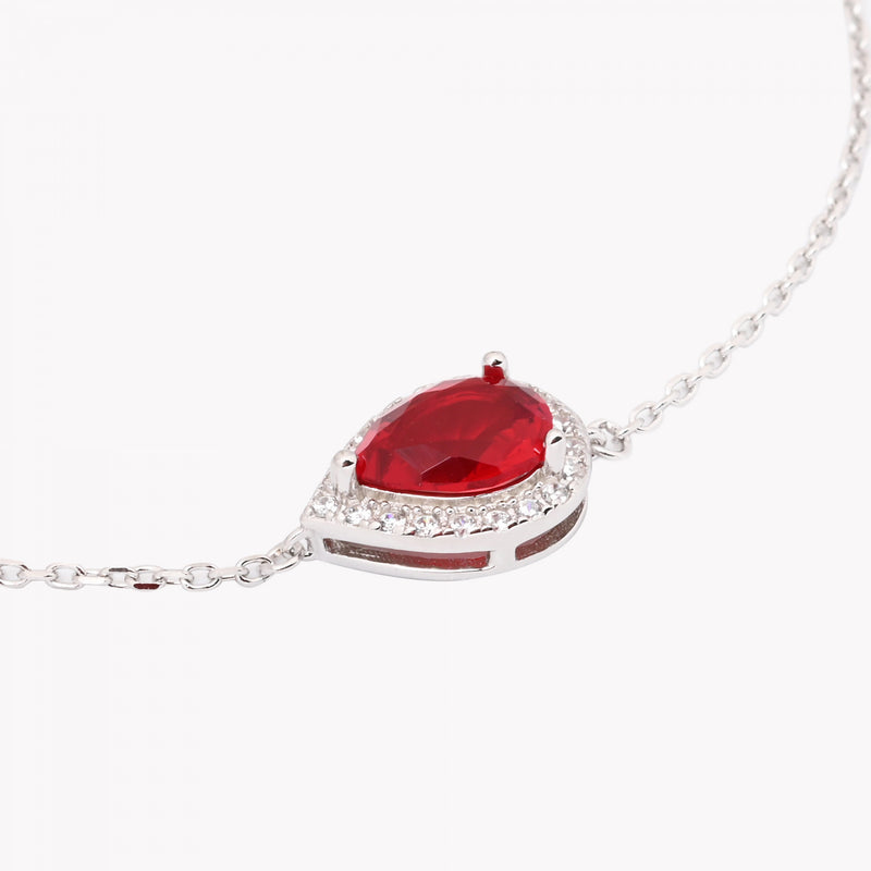 Pulseira Gota em Prata 925 - Vermelha