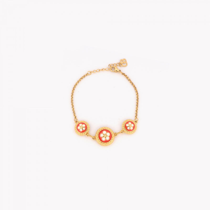 Pulseira  3 flores banho ouro 18k tradicional