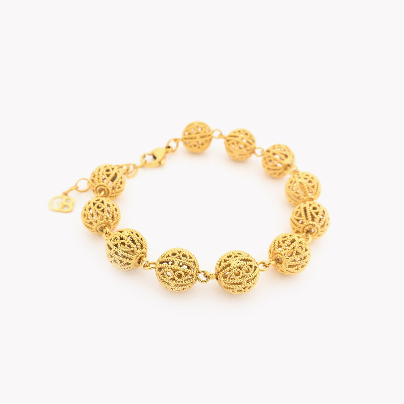 Pulseira Contas de Viana 10mm - Banho de Ouro 18k