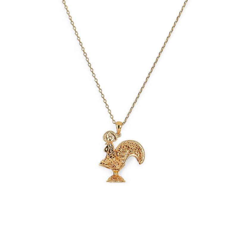Colar Galo de Barcelos em Filigrana - Banho de Ouro 18k