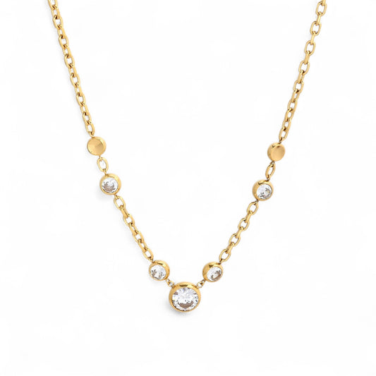 Colar Im Banho de Ouro 18 k Com Zircônia