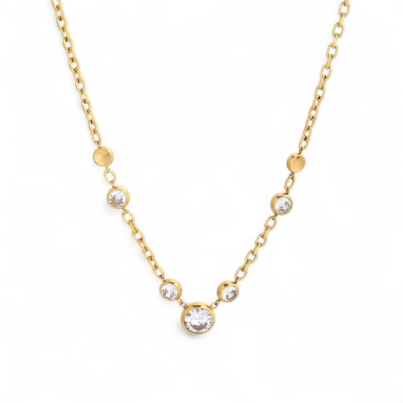 Colar Im Banho de Ouro 18 k Com Zircônia