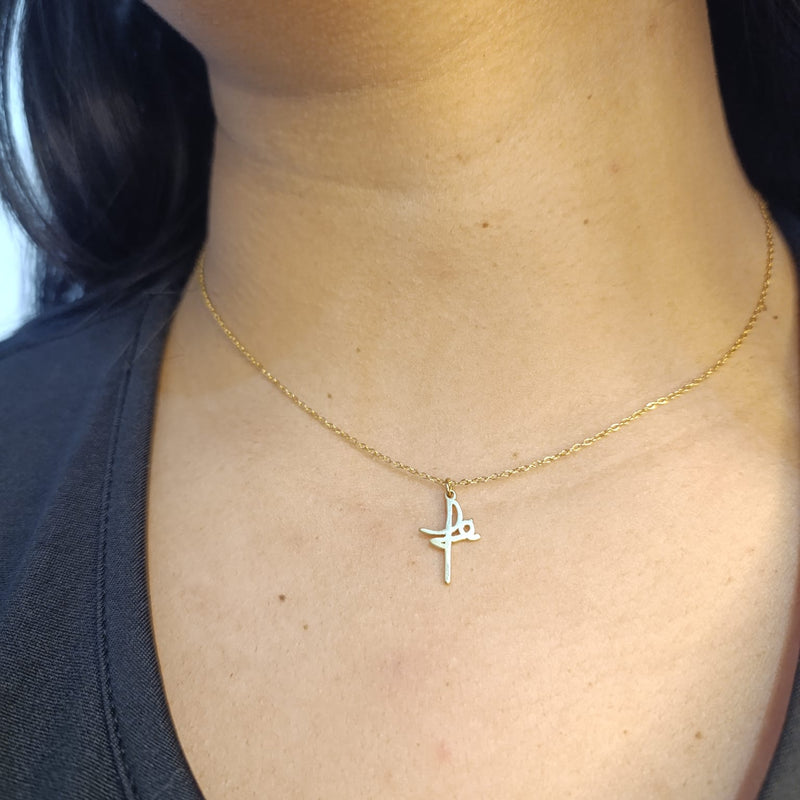 Colar Fé em aço inoxidavel