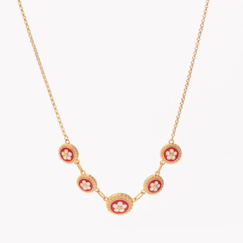 Colar 5 flores banho ouro tradicional