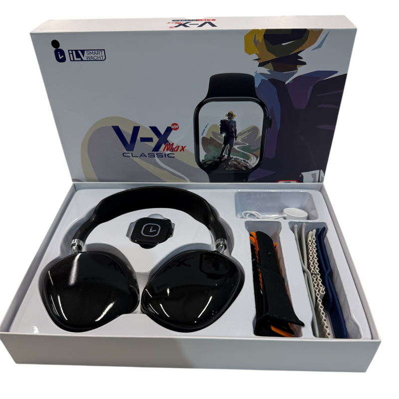 Kit Smartwatch V-X Max com 7 Braceletes e Fone