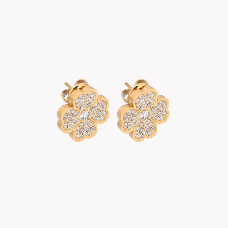 Brincos em Banho de ouro 18k  Trevo Zircônia