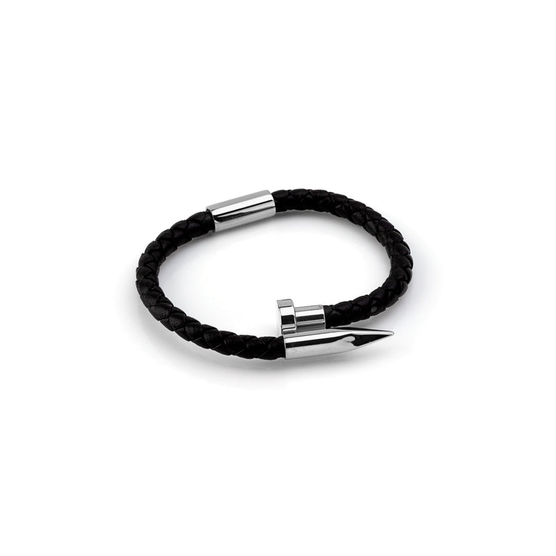 Pulsera de acero inoxidable + cuero de uñas ecológico