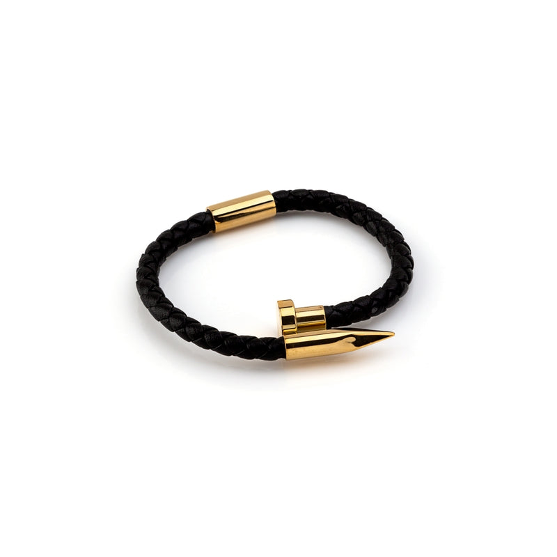 Pulsera de acero inoxidable + cuero de uñas ecológico