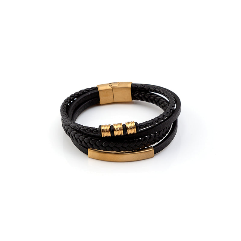 Pulseira Aço+Pele 4 Tiras
