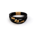 Pulseira Caveira  Aço Inoxidável +Pele