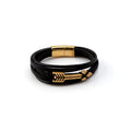 Pulseira Flecha Aço Inoxidável +Pele