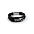 Pulseira Flecha Aço Inoxidável +Pele