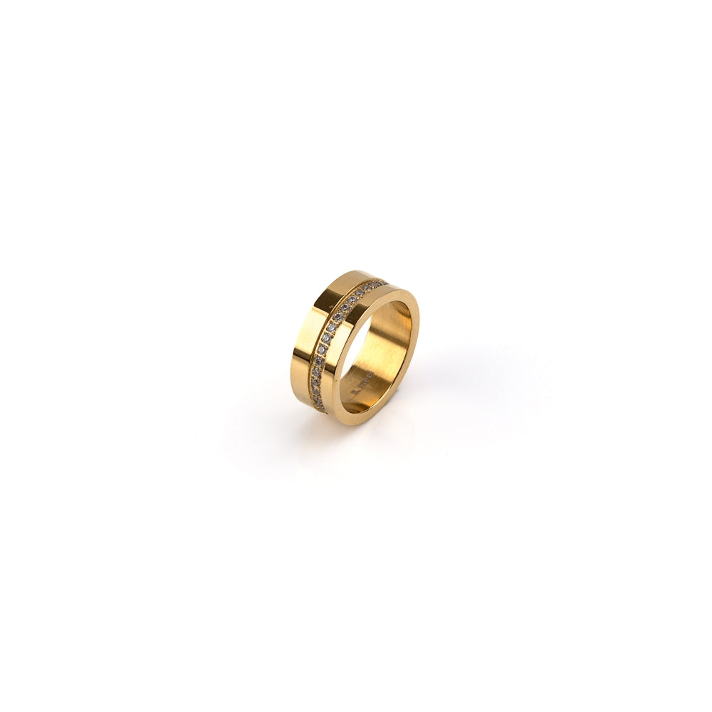 Anillo de acero grueso con Circonitas