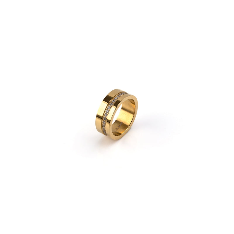 Anillo de acero grueso con Circonitas