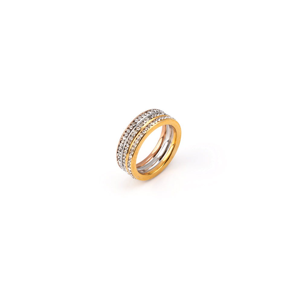 Anel em aço inoxidavel tree com zirconias