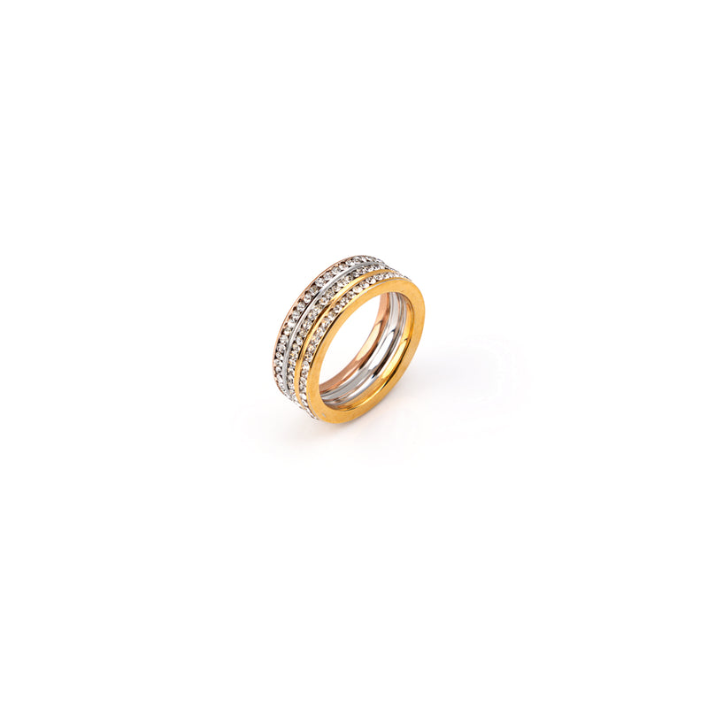 Anel em aço inoxidavel tree com zirconias