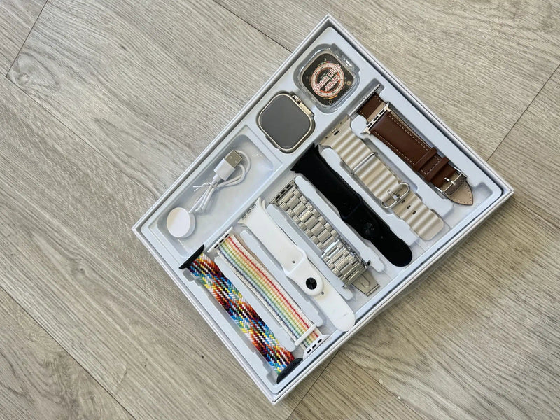 Smartwatch -Kit Aemax – 1 Smartwatch + 7 Braceletes + 1 Proteção + 1 Carregador