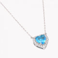 Colar Coração  em  Prata 925 - Azul