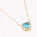 Colar Coração  em  Prata 925 - Azul
