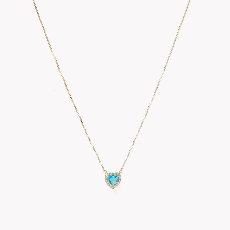 Colar Coração  em  Prata 925 - Azul