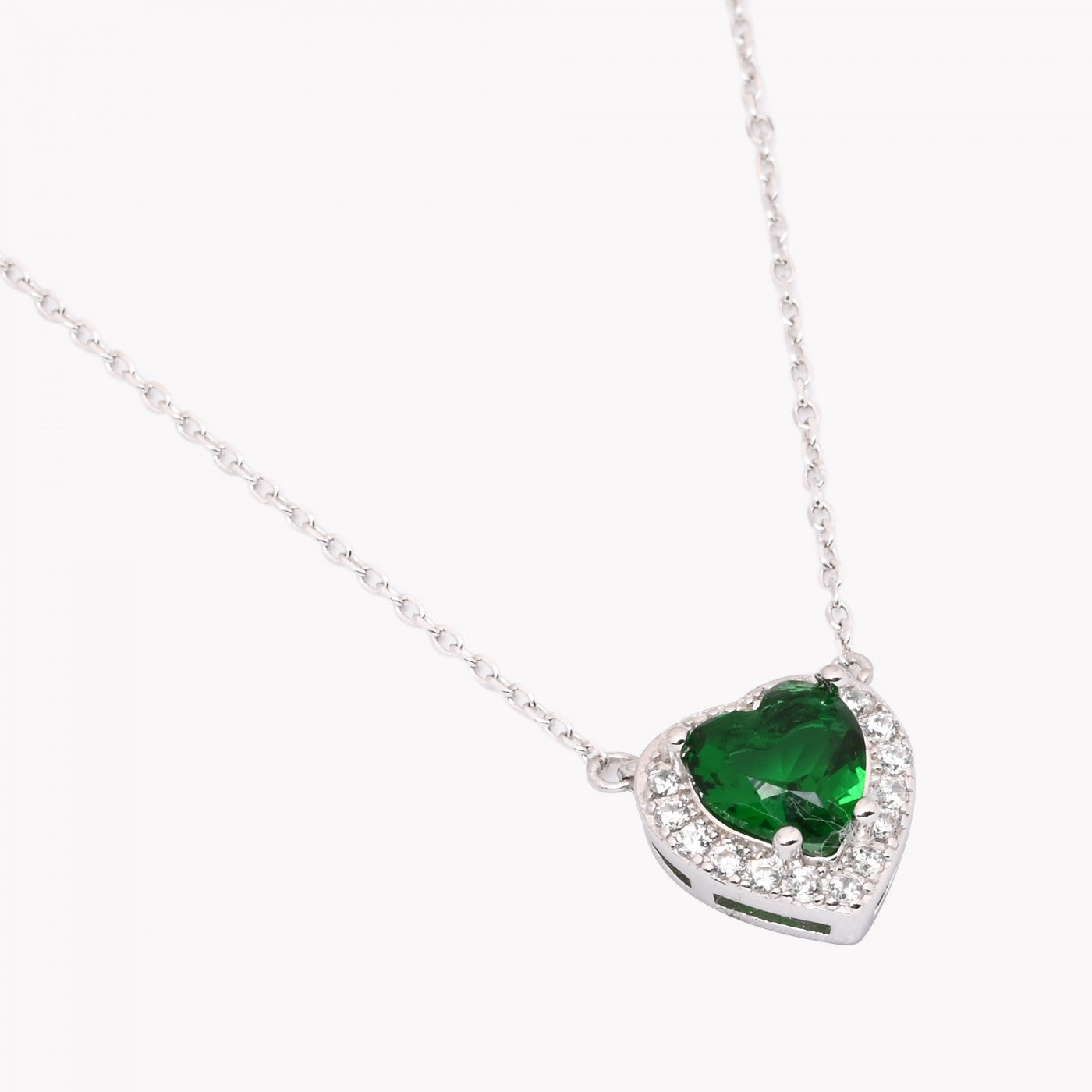 Colar Coração em Prata 925 - Verde