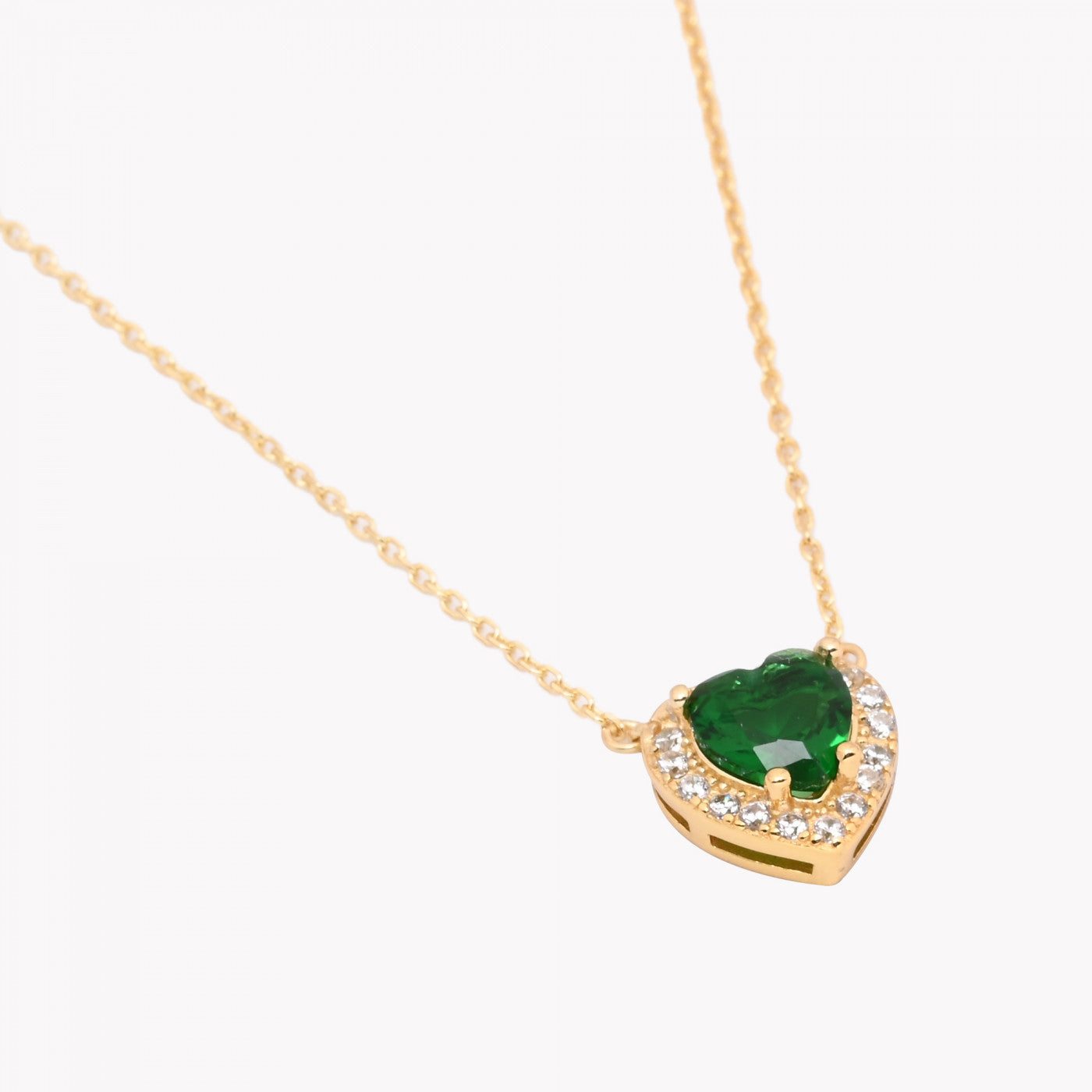 Colar Coração em Prata 925 - Verde