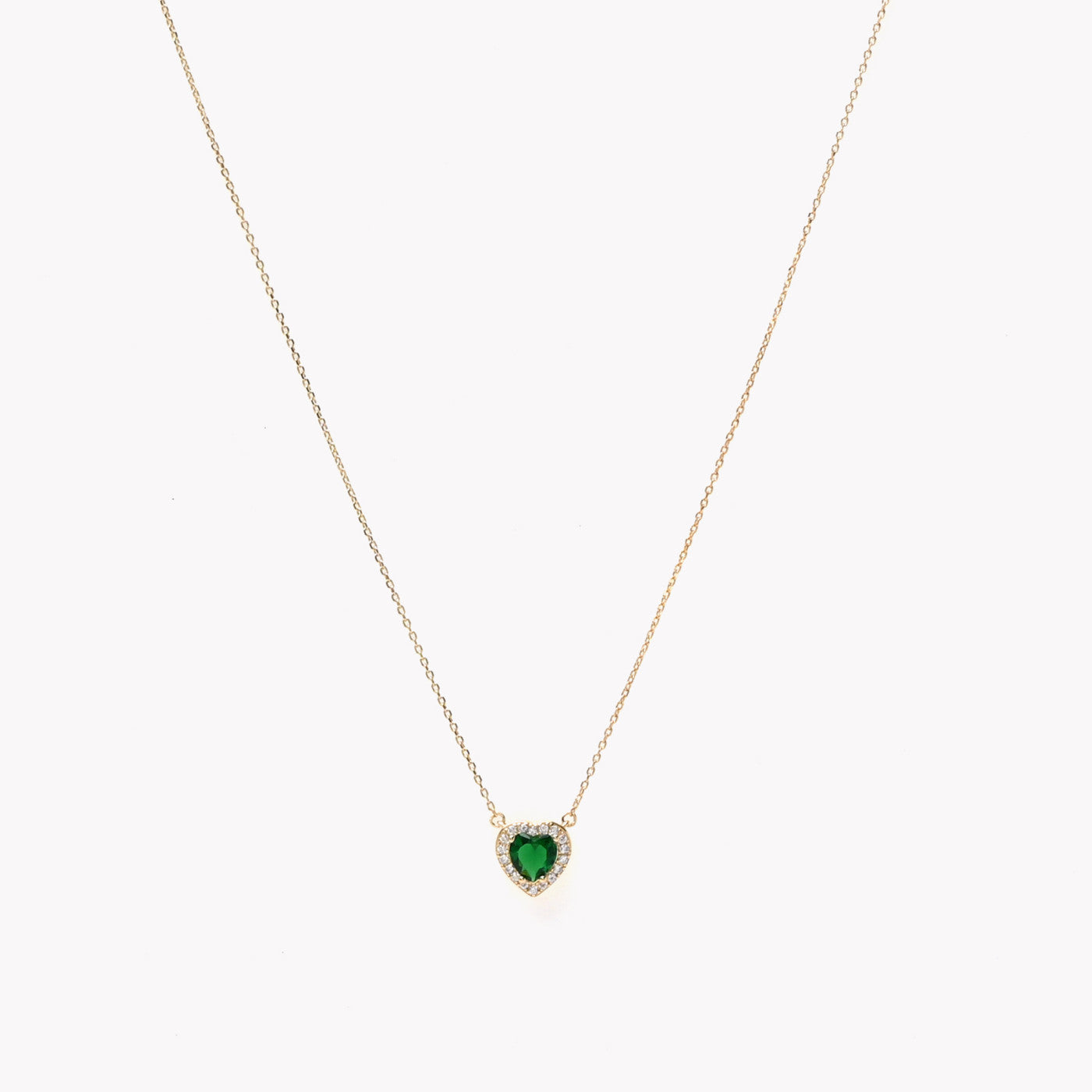 Colar Coração em Prata 925 - Verde