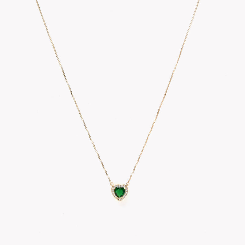 Colar Coração em Prata 925 - Verde