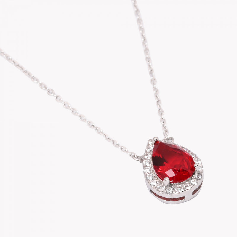 Colar Gota em Prata 925 - Vermelho