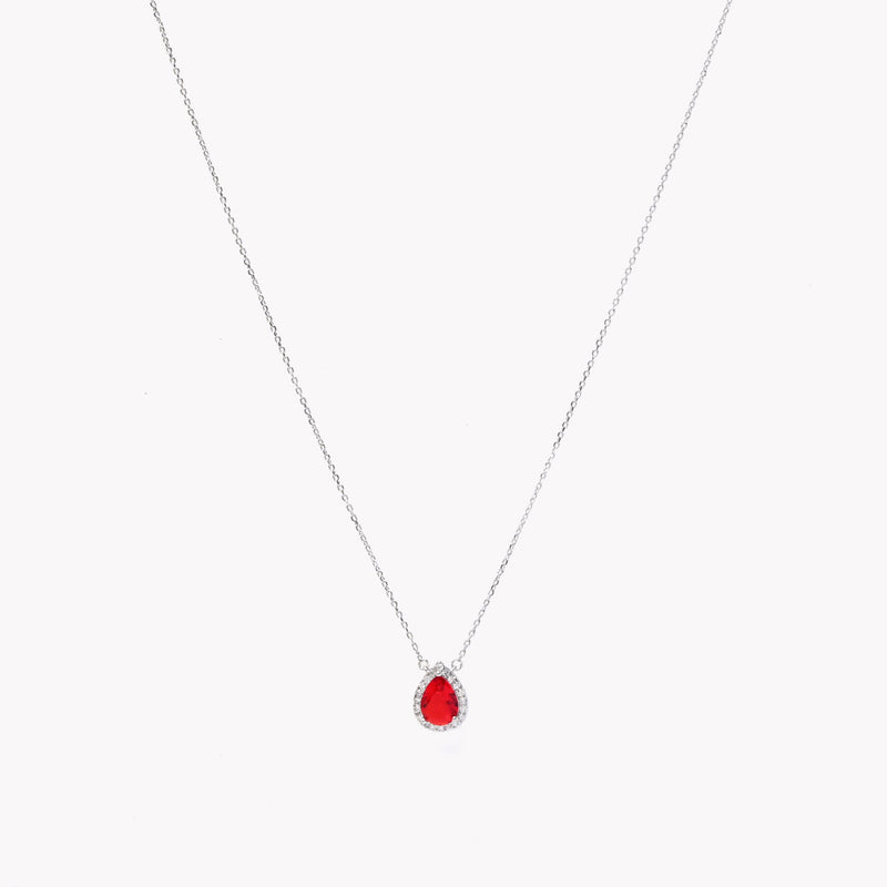 Colar Gota em Prata 925 - Vermelho