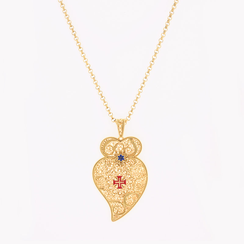 Collar tradicional de corazón de Viana con Cruz de Filigrana