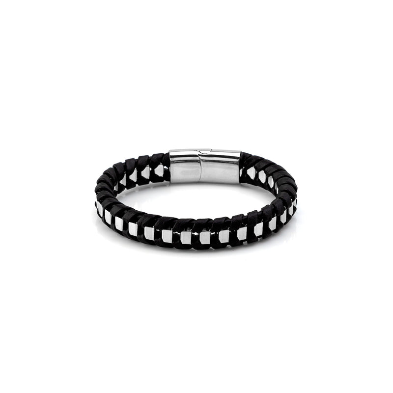 Pulseira Aço+Pele Homem