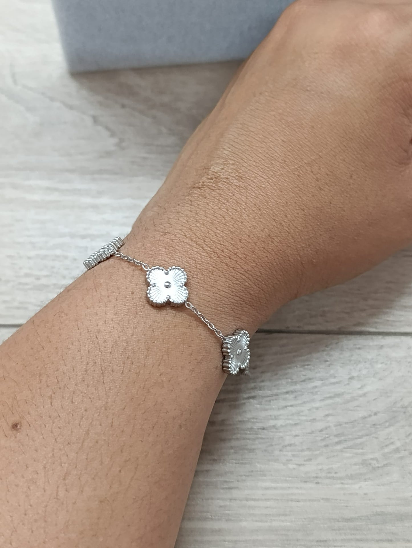 Pulseira Trevo 5 Trevos Prateada