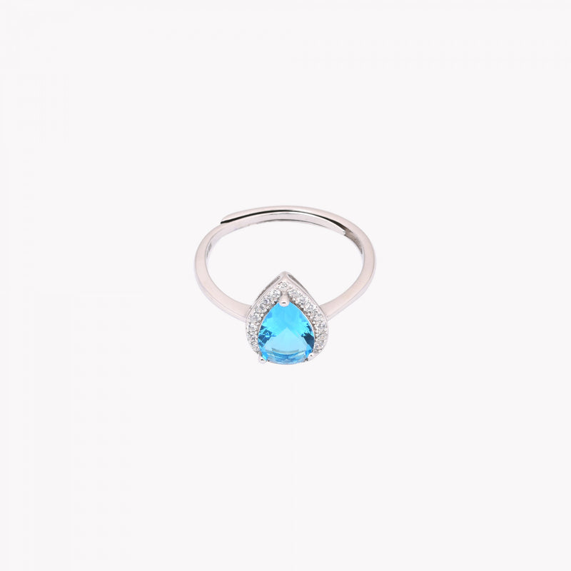 Anillo Gota Ajustable en Plata 925 - Azul